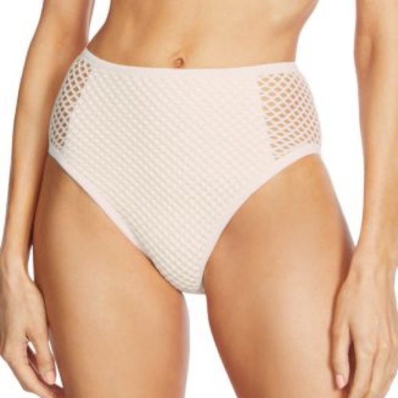 Robin Piccone Pua Fishnet High Waist Bikini Bottom Size Medium - Picture 1 of 4